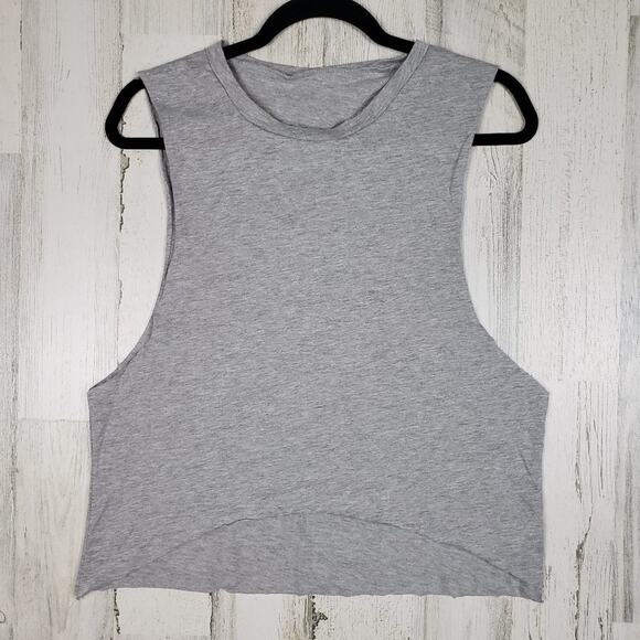 NWOT Over The Limit Apparel Heathered Gray Sleeveless Muscle Shirt Women's - Picture 1 of 8